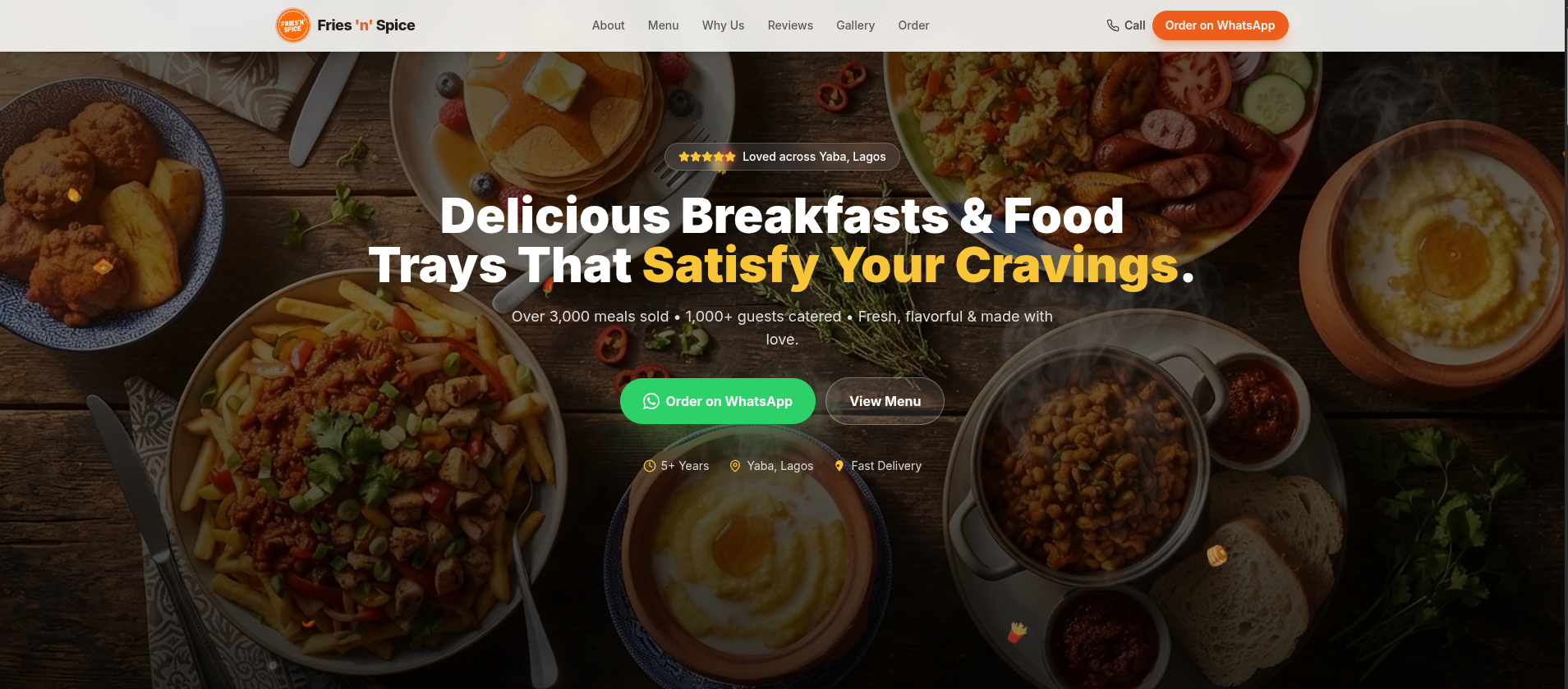 Fries n' Spice breakfast and food brand website